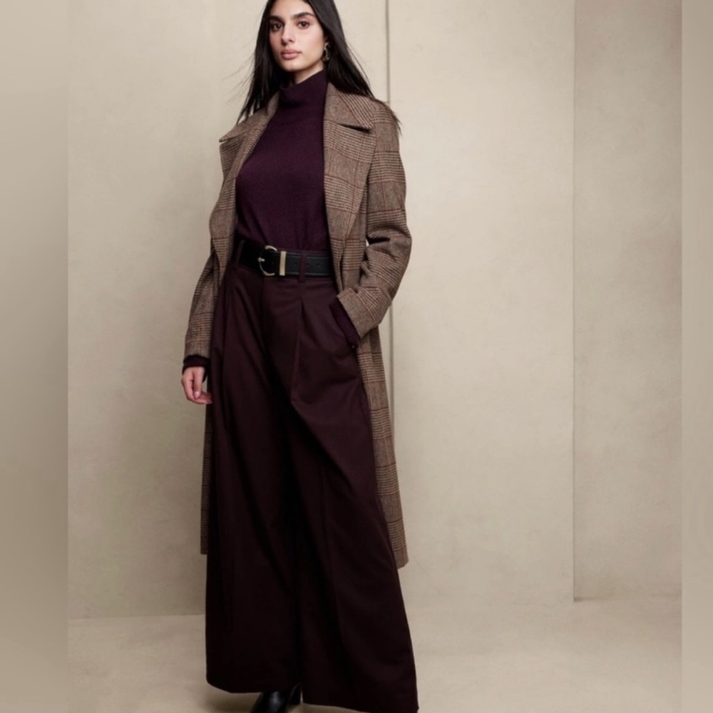 NWT! Banana Republic LouLou Wide-Leg Flannel Pant in Midnight Lily
